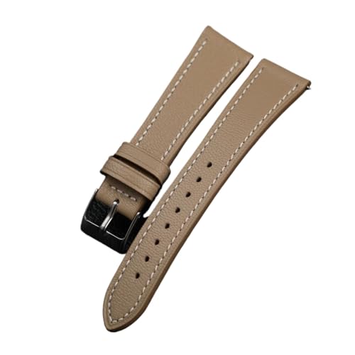 HRTUFN Handgemachtes zartes Uhrenarmband aus Ziegenleder 18 19 20 21 22MM weiches Schnellverschluss-Leder-Herrenarmband, Vintage-Leder(Light grey,19mm) von HRTUFN