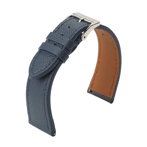 HRTUFN Klassisches Lederarmband 18 mm 20 22 Schnellverschluss Saffiano Uhrenarmbänder Armband Zubehör(Blue 1,18mm) von HRTUFN