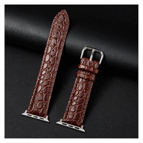 HRTUFN Krokodilmuster Business Kalbsleder Armband 9/8/7/6/5/4/3/se/ultra Iwatch 38/40/41/42/44/45/49mm(Dark Brown,38mm 40mm 41mm) von HRTUFN