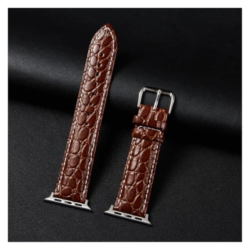 HRTUFN Krokodilmuster Business Kalbsleder Armband 9/8/7/6/5/4/3/se/ultra Iwatch 38/40/41/42/44/45/49mm(Dark Brown-White,42mm 44mm 45mm 49mm) von HRTUFN