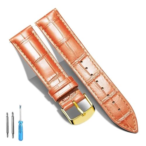 HRTUFN Lederarmband for Uhren, echtes Kalbsleder, Ersatzarmband, 18 mm, 20, 22, 24(Light Brown Gold,18mm) von HRTUFN