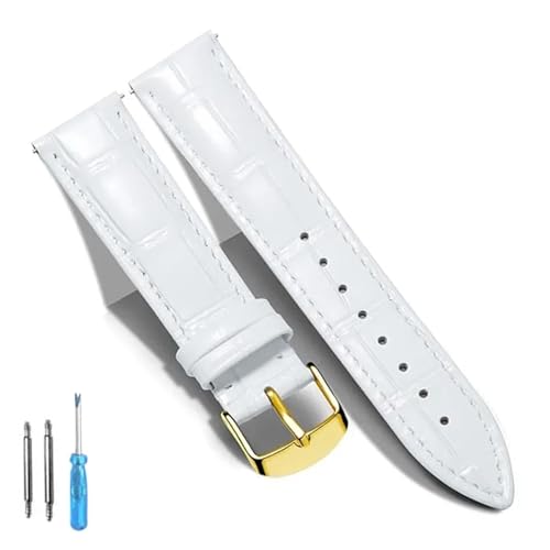 HRTUFN Lederarmband for Uhren, echtes Kalbsleder, Ersatzarmband, 18 mm, 20, 22, 24(White Gold,24mm) von HRTUFN