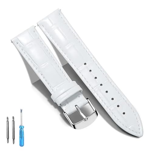 HRTUFN Lederarmband for Uhren, echtes Kalbsleder, Ersatzarmband, 18 mm, 20, 22, 24(White silver,24mm) von HRTUFN