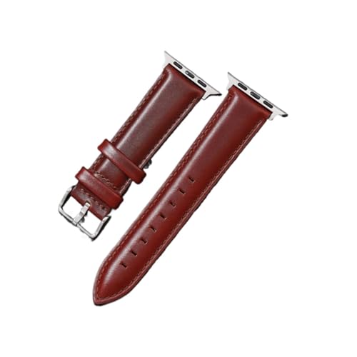 HRTUFN Modisches Lederarmband for Uhrenarmband 38/40/41 mm 42/44/45/49 Business-Armband 9 8 7 6 5 3(Red Brown-S,38mm 40mm 41mm) von HRTUFN