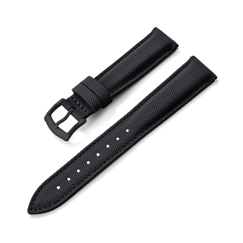 HRTUFN Beschichtetes Segeltuch-Sportarmband, 18/19/20/22 mm, wasserdicht, mit Schnellverschluss, Zubehör for Smartwatches(Black-Black,19mm) von HRTUFN