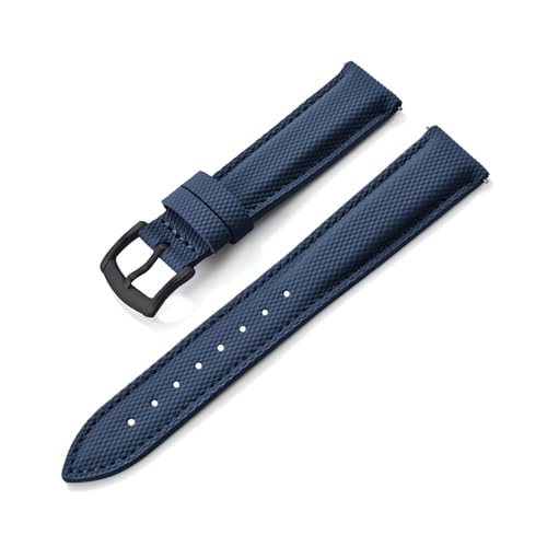 HRTUFN Beschichtetes Segeltuch-Sportarmband, 18/19/20/22 mm, wasserdicht, mit Schnellverschluss, Zubehör for Smartwatches(Blue-Black,19mm) von HRTUFN