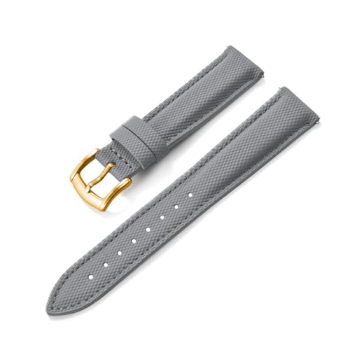 HRTUFN Beschichtetes Segeltuch-Sportarmband, 18/19/20/22 mm, wasserdicht, mit Schnellverschluss, Zubehör for Smartwatches(Gray-Gold,19mm) von HRTUFN