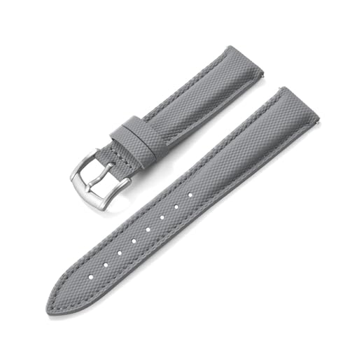 HRTUFN Beschichtetes Segeltuch-Sportarmband, 18/19/20/22 mm, wasserdicht, mit Schnellverschluss, Zubehör for Smartwatches(Gray-Silver,22mm) von HRTUFN