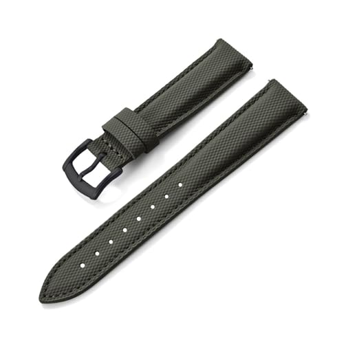 HRTUFN Beschichtetes Segeltuch-Sportarmband, 18/19/20/22 mm, wasserdicht, mit Schnellverschluss, Zubehör for Smartwatches(Green-Black,18mm) von HRTUFN