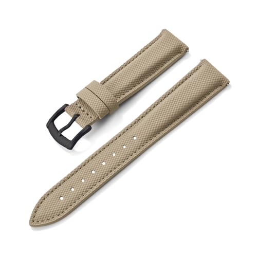 HRTUFN Beschichtetes Segeltuch-Sportarmband, 18/19/20/22 mm, wasserdicht, mit Schnellverschluss, Zubehör for Smartwatches(Khaki-Black,22mm) von HRTUFN