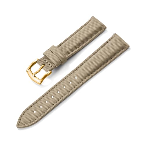 HRTUFN Beschichtetes Segeltuch-Sportarmband, 18/19/20/22 mm, wasserdicht, mit Schnellverschluss, Zubehör for Smartwatches(Khaki-Gold,20mm) von HRTUFN