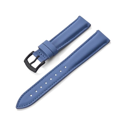 HRTUFN Beschichtetes Segeltuch-Sportarmband, 18/19/20/22 mm, wasserdicht, mit Schnellverschluss, Zubehör for Smartwatches(Light Blue-Black,20mm) von HRTUFN