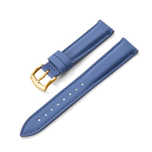 HRTUFN Beschichtetes Segeltuch-Sportarmband, 18/19/20/22 mm, wasserdicht, mit Schnellverschluss, Zubehör for Smartwatches(Light Blue-Gold,18mm) von HRTUFN