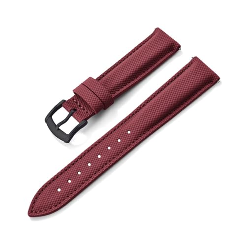 HRTUFN Beschichtetes Segeltuch-Sportarmband, 18/19/20/22 mm, wasserdicht, mit Schnellverschluss, Zubehör for Smartwatches(Red-Black,18mm) von HRTUFN