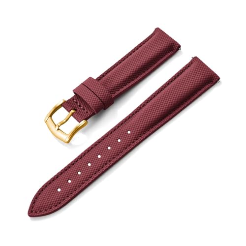 HRTUFN Beschichtetes Segeltuch-Sportarmband, 18/19/20/22 mm, wasserdicht, mit Schnellverschluss, Zubehör for Smartwatches(Red-Gold,20mm) von HRTUFN