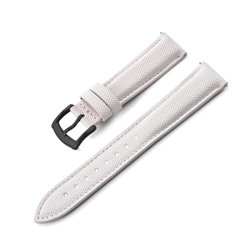 HRTUFN Beschichtetes Segeltuch-Sportarmband, 18/19/20/22 mm, wasserdicht, mit Schnellverschluss, Zubehör for Smartwatches(White-Black,22mm) von HRTUFN