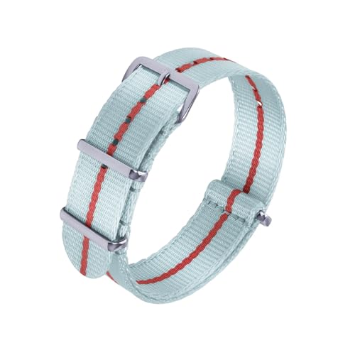 HRTUFN Nylon-Sicherheitsgurtbänder 20 mm 22 Universaltyp Sportmaterial Oula-Uhrenarmbänder(Mint Green-Red,20mm) von HRTUFN