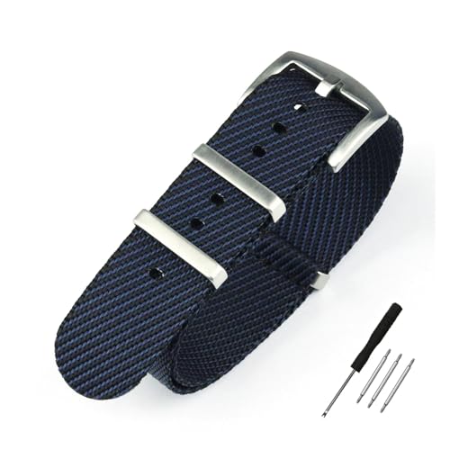 HRTUFN Nylon-Uhrenarmband, 20 mm, 22, Streifen-Uhrenarmband, Ersatzarmband, Militärarmband, Zubehör, Uhrenarmbänder(Navy black 1,22mm) von HRTUFN