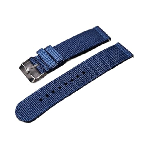 HRTUFN Nylon-Uhrenarmband-Armbänder 18 mm 20 22 24, gewebtes, weiches Schnellverschlussarmband mit schwarzgoldener Schnalle(Blue,22MM_GOLD BUCKLE) von HRTUFN