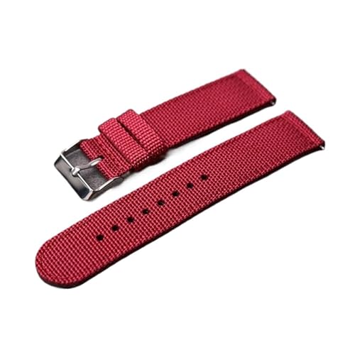 HRTUFN Nylon-Uhrenarmband-Armbänder 18 mm 20 22 24, gewebtes, weiches Schnellverschlussarmband mit schwarzgoldener Schnalle(Red,22MM_ROSE GOLD BUCKLE) von HRTUFN