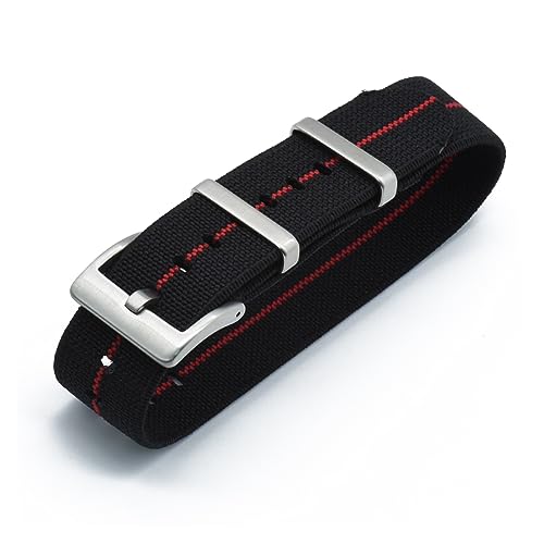 HRTUFN Nylonbänder 20 mm 22 Uhrenarmbänder Langlebige französische Truppen Fallschirm Spezial elastische Ersatz for Männer(Black Red,20mm) von HRTUFN