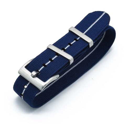 HRTUFN Nylonbänder 20 mm 22 Uhrenarmbänder Langlebige französische Truppen Fallschirm Spezial elastische Ersatz for Männer(Deep Blue White,20mm) von HRTUFN