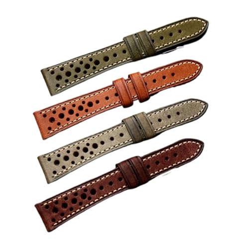 HRTUFN Passendes antikes Uhrenarmband 18 20 22 MM, weich, atmungsaktiv, erste Schicht Rindslederarmband, handgefertigtes Herrenarmband(Grigio,21mm) von HRTUFN