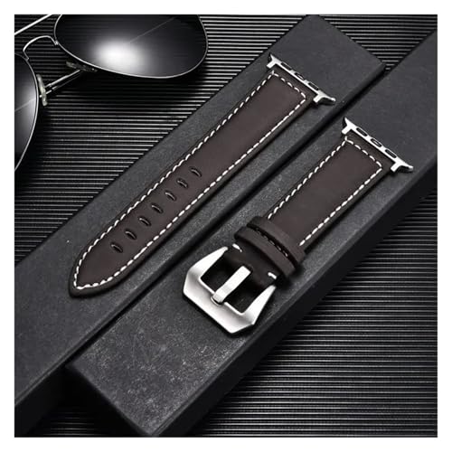 HRTUFN Retro Frosted Uhrenarmband Uhr Ultra 49mm 45/44/42mm 41/40/38mm Armband 9 8 7 6 5 Handgelenk Gürtel(Dark Brown-S,38mm 40mm 41mm) von HRTUFN