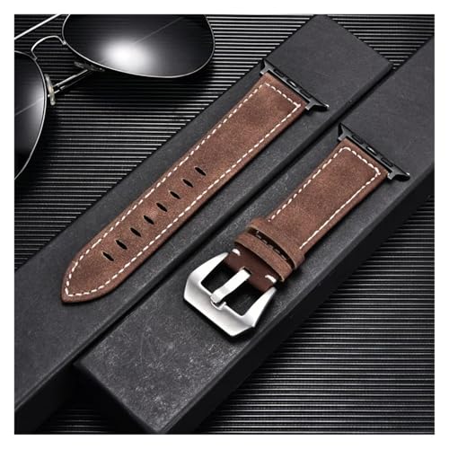 HRTUFN Retro Frosted Uhrenarmband Uhr Ultra 49mm 45/44/42mm 41/40/38mm Armband 9 8 7 6 5 Handgelenk Gürtel(Red Brown-B,42mm 44mm 45mm 49mm) von HRTUFN
