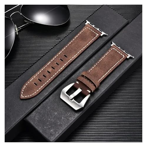 HRTUFN Retro Frosted Uhrenarmband Uhr Ultra 49mm 45/44/42mm 41/40/38mm Armband 9 8 7 6 5 Handgelenk Gürtel(Red Brown-S,38mm 40mm 41mm) von HRTUFN