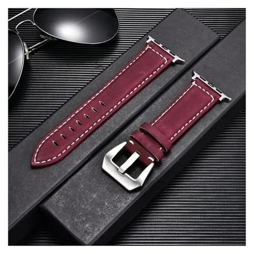 HRTUFN Retro Frosted Uhrenarmband Uhr Ultra 49mm 45/44/42mm 41/40/38mm Armband 9 8 7 6 5 Handgelenk Gürtel(Red-S,42mm 44mm 45mm 49mm) von HRTUFN