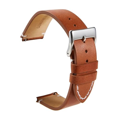 HRTUFN Schnellverschluss-Lederarmband, modischer Handgelenkgürtel, 16 mm, 18, 20, 22, 24, Riemen, Smartwatch-Armband, Business-Uhrenzubehör(Light Brown,24mm) von HRTUFN