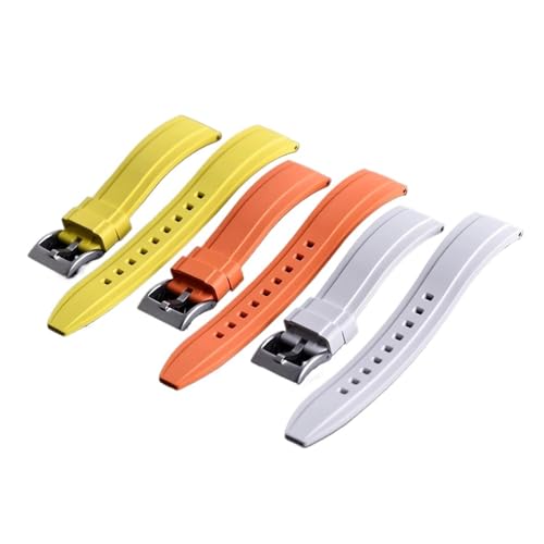 HRTUFN Schnellverschluss-Uhrenarmband aus FKM-Fluorkautschuk, 18 mm, 20, 22, 24, wasserdicht, staubdicht, Gummi-Uhrenarmbänder(Orange black,18mm) von HRTUFN