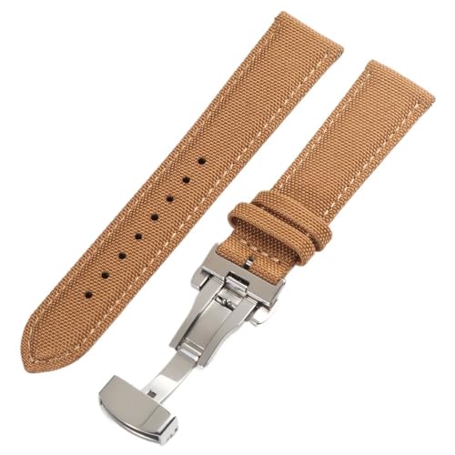 HRTUFN Schnellverschluss-Uhrenarmband aus Nylon und Segeltuch, 18 mm, 19, 20, 21, 22, 24, Schnallenband(Brown,19mm) von HRTUFN