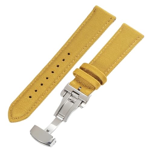 HRTUFN Schnellverschluss-Uhrenarmband aus Nylon und Segeltuch, 18 mm, 19, 20, 21, 22, 24, Schnallenband(Mustard yellow,20mm) von HRTUFN