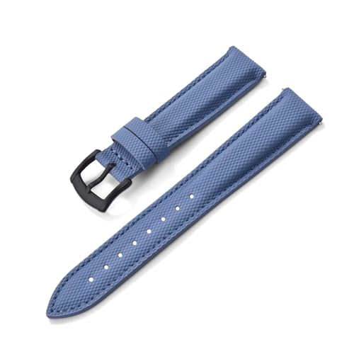 HRTUFN Segeltuch-Uhrenarmband, PVC-Nylon, 18 mm, 19, 20, 22, Uhrenarmband, Schnellverschluss, Sportarmband, Zubehör(Light Blue Black,22mm) von HRTUFN