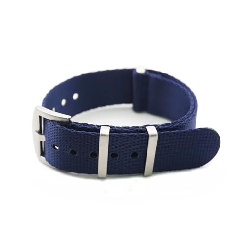 HRTUFN Sicherheitsgurt Uhrenarmband 20mm 22mm Premium Qualität Nylon Armband Zubehör Ersetzen(Deep Blue,20mm) von HRTUFN