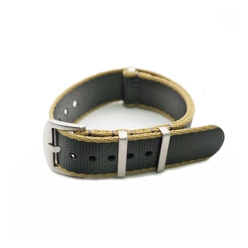 HRTUFN Sicherheitsgurt Uhrenarmband 20mm 22mm Premium Qualität Nylon Armband Zubehör Ersetzen(Grey khaki Edge,20mm) von HRTUFN
