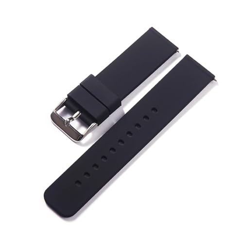 HRTUFN Silikonarmband mit Schnellverschluss, 18 mm, 20, 22, 24, wasserdicht, weiches Gummi, Smartwatch-Armband(Black-silver,22mm) von HRTUFN