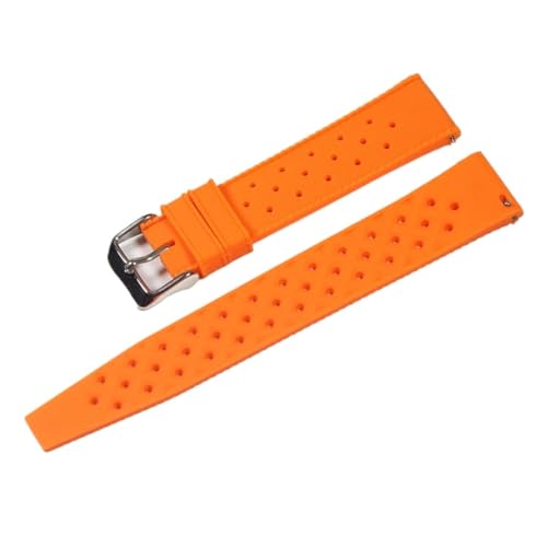 HRTUFN Tropisches Gummiband Schnellverschluss Uhrenarmband 18mm 20mm 22mm Silikon Smart(Orange Silver,20mm) von HRTUFN