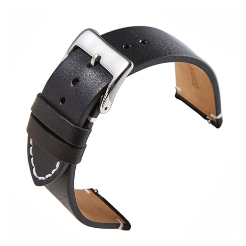 HRTUFN Uhrenarmbänder aus echtem Kalbsleder mit Schnellverschluss, 18 mm, 20, 22, 24, Smartwatch-Armband, Uhrenzubehör(Black-S,24mm) von HRTUFN