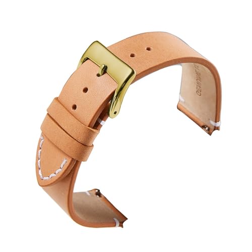 HRTUFN Uhrenarmbänder aus echtem Kalbsleder mit Schnellverschluss, 18 mm, 20, 22, 24, Smartwatch-Armband, Uhrenzubehör(Yellow-G,22mm) von HRTUFN
