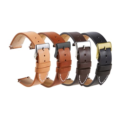 HRTUFN Uhrenarmbänder aus echtem Kalbsleder mit Schnellverschluss, 18 mm, 20, 22, 24, Smartwatch-Armband, Uhrenzubehör(Yellow-RG,18mm) von HRTUFN