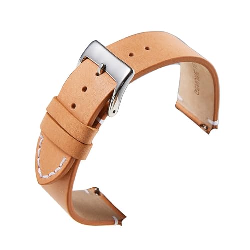 HRTUFN Uhrenarmbänder aus echtem Kalbsleder mit Schnellverschluss, 18 mm, 20, 22, 24, Smartwatch-Armband, Uhrenzubehör(Yellow-S,24mm) von HRTUFN