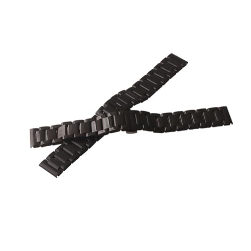 HRTUFN Uhrenarmband 18 mm 19 20 21 22 23 24 Schwarz gebürsteter polierter Edelstahl Uhrenarmbänder Schnalle Faltschließe(Black polished,21mm) von HRTUFN