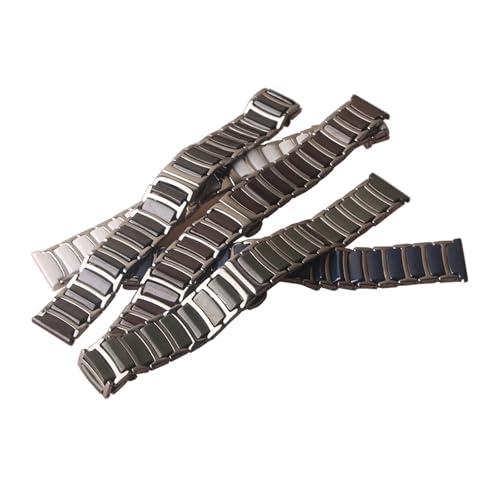 HRTUFN Uhrenarmband 20mm 22mm Universal Edelstahl Wrap Keramik Band Schwarz Grün Blau Spezial Uhrenarmbänder Armband Gürtel(Brown and silver,22mm) von HRTUFN