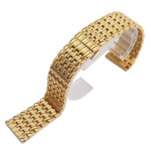 HRTUFN Uhrenarmband Edelstahl Armbänder 14mm 16mm 18mm 20mm 22mm Quarz Armbanduhr Band Zubehör L4(Gold,14mm) von HRTUFN