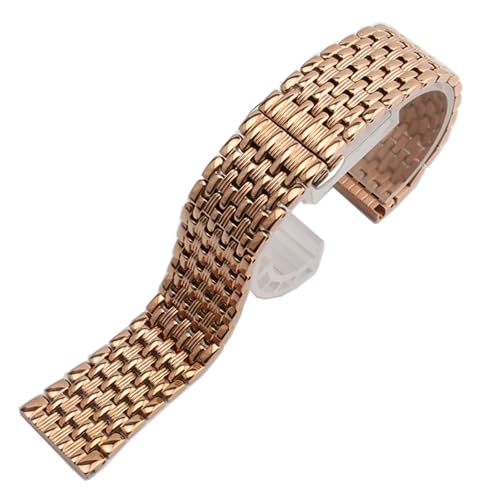 HRTUFN Uhrenarmband Edelstahl Armbänder 14mm 16mm 18mm 20mm 22mm Quarz Armbanduhr Band Zubehör L4(Rosegold,16mm) von HRTUFN
