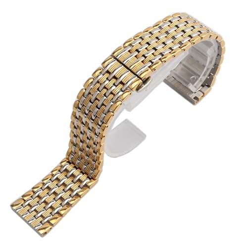 HRTUFN Uhrenarmband Edelstahl Armbänder 14mm 16mm 18mm 20mm 22mm Quarz Armbanduhr Band Zubehör L4(Silver and gold,18mm) von HRTUFN