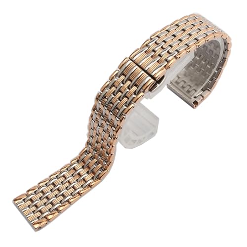 HRTUFN Uhrenarmband Edelstahl Armbänder 14mm 16mm 18mm 20mm 22mm Quarz Armbanduhr Band Zubehör L4(Silver and rosegold,20mm) von HRTUFN